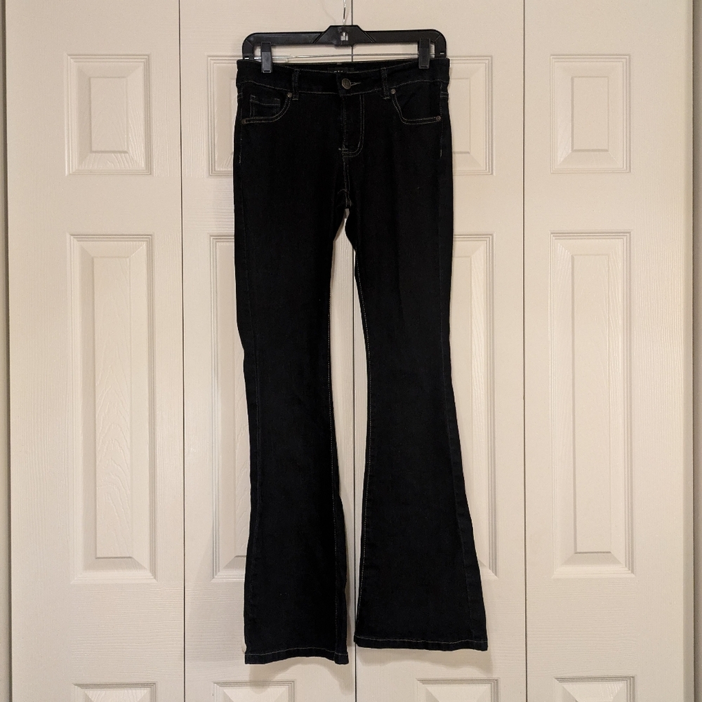 Dark denim boot cut jeans